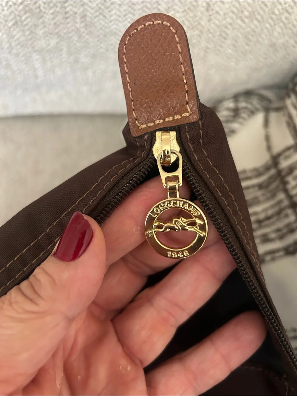 Longchamp Brown Tote with Tan Leather Trim - Everyday Carry-All - Picture 3 of 5